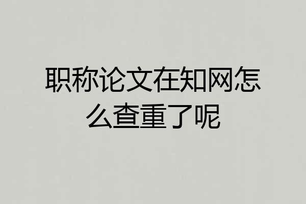 职称论文在知网怎么查重了呢