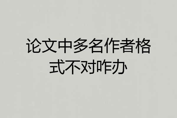论文中多名作者格式不对咋办