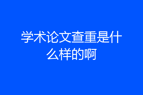 学术论文查重是什么样的啊