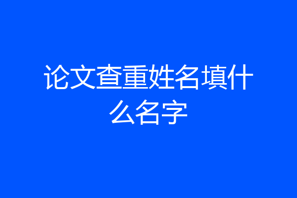 论文查重姓名填什么名字