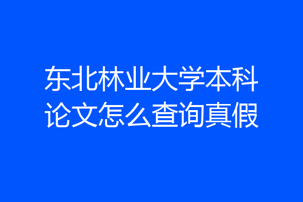 东北林业大学本科论文怎么查询真假