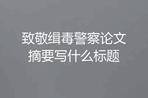 致敬缉毒警察论文摘要写什么标题
