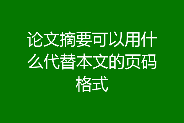 论文摘要可以用什么代替本文的页码格式