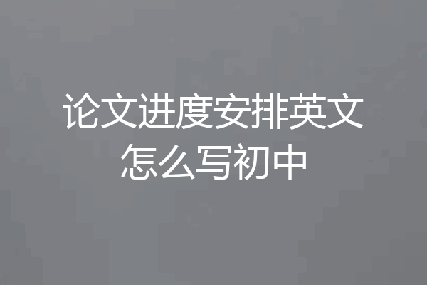 论文进度安排英文怎么写初中