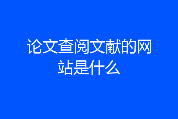 论文查阅文献的网站是什么