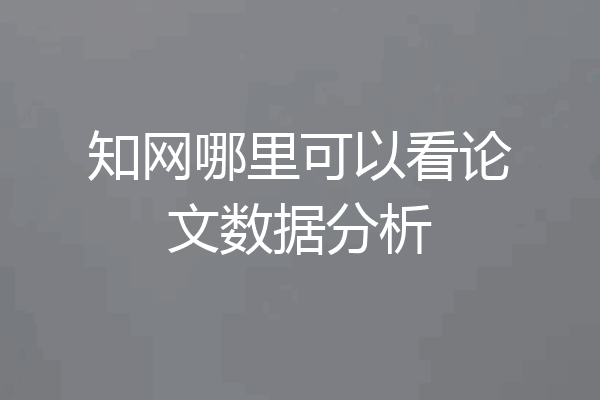 知网哪里可以看论文数据分析