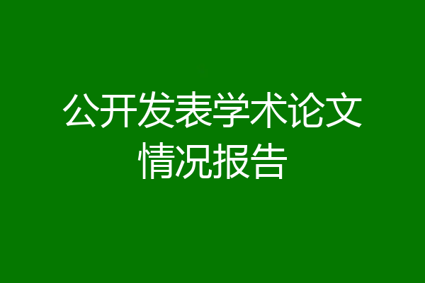 公开发表学术论文情况报告