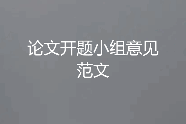论文开题小组意见范文