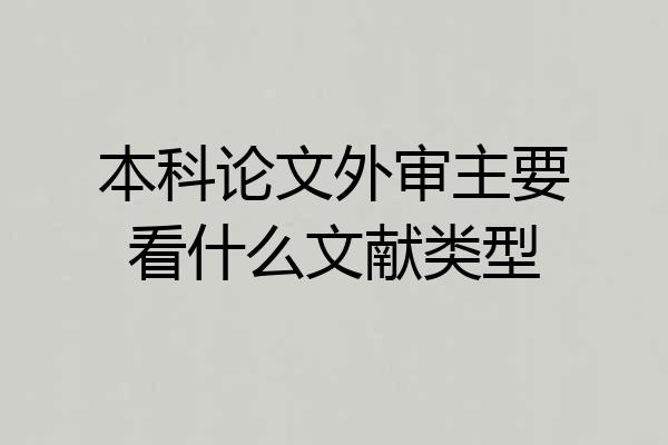 本科论文外审主要看什么文献类型