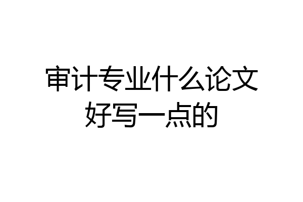 审计专业什么论文好写一点的