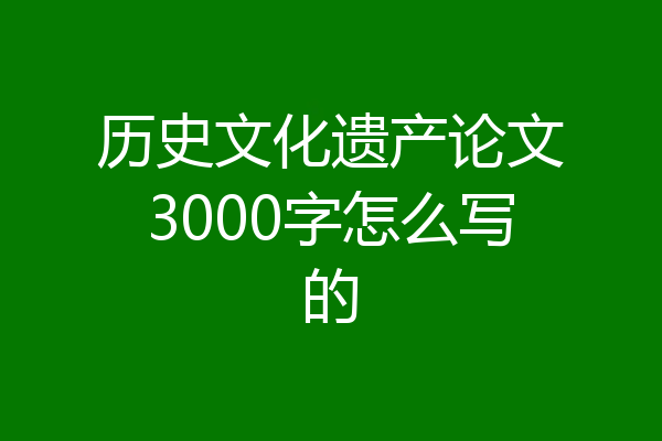 历史文化遗产论文3000字怎么写的
