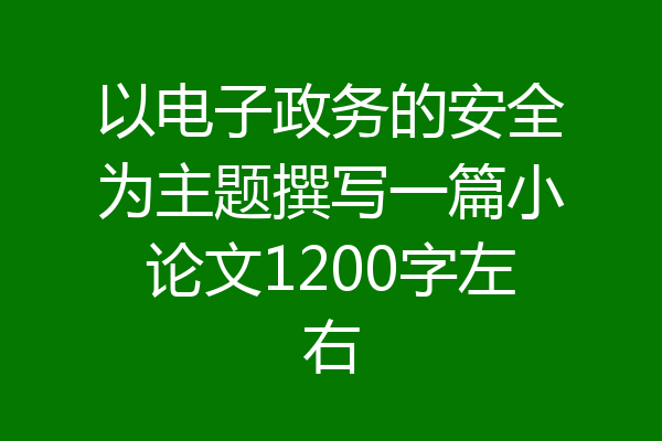 以电子政务的安全为主题撰写一篇小论文1200字左右