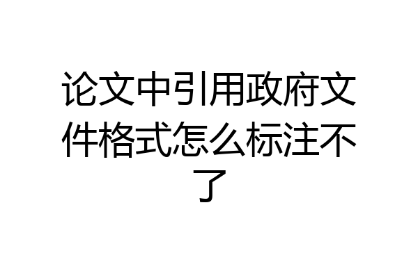 论文中引用政府文件格式怎么标注不了