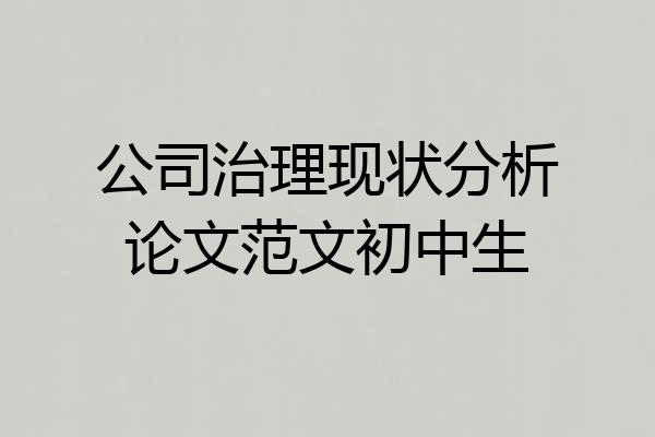 公司治理现状分析论文范文初中生