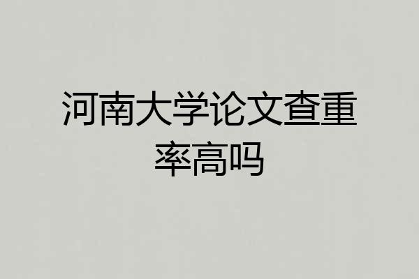 河南大学论文查重率高吗