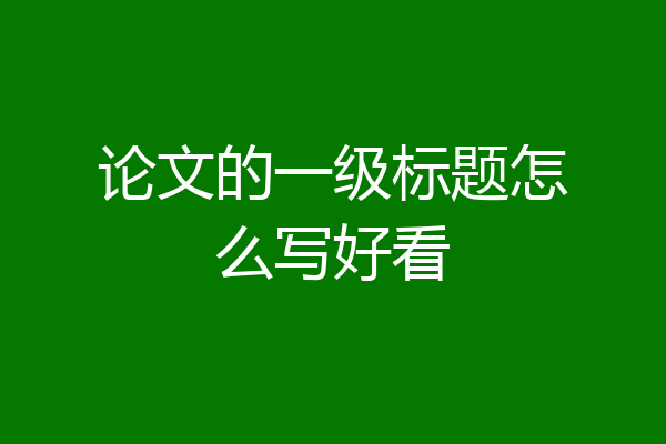 论文的一级标题怎么写好看