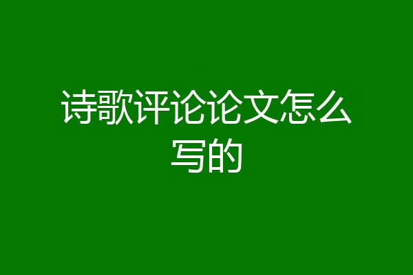 诗歌评论论文怎么写的