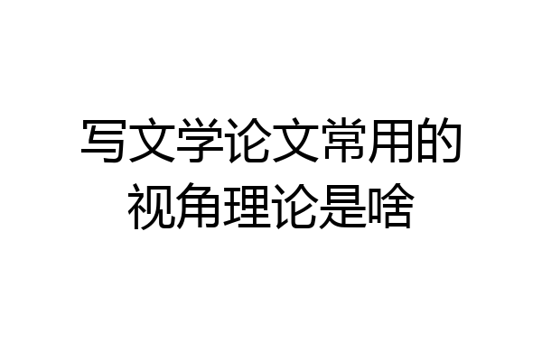 写文学论文常用的视角理论是啥