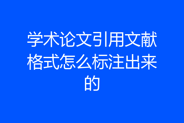 学术论文引用文献格式怎么标注出来的