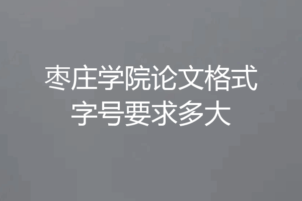 枣庄学院论文格式字号要求多大