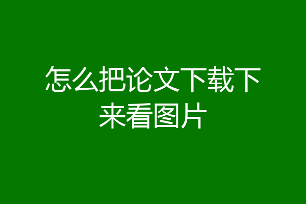 怎么把论文下载下来看图片