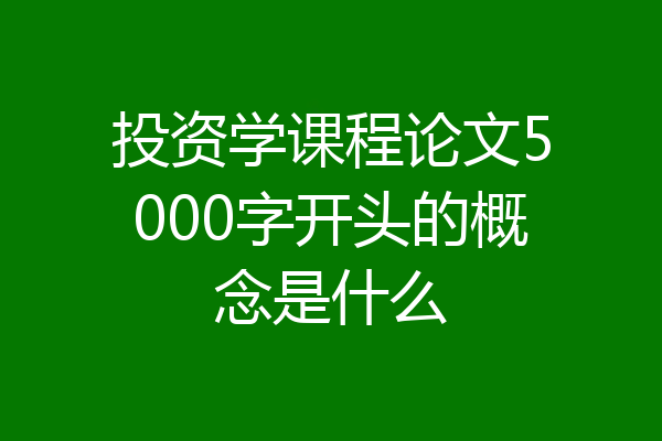 投资学课程论文5000字开头的概念是什么