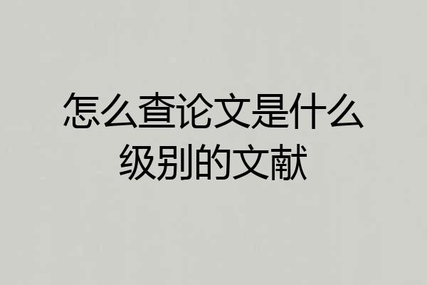 怎么查论文是什么级别的文献