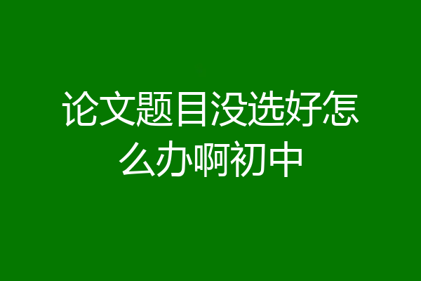 论文题目没选好怎么办啊初中