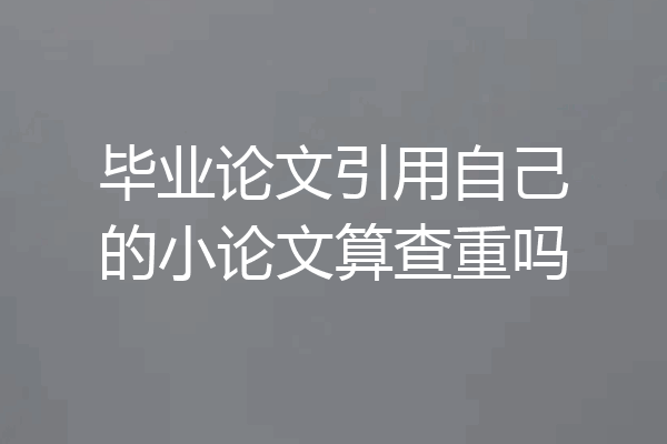毕业论文引用自己的小论文算查重吗