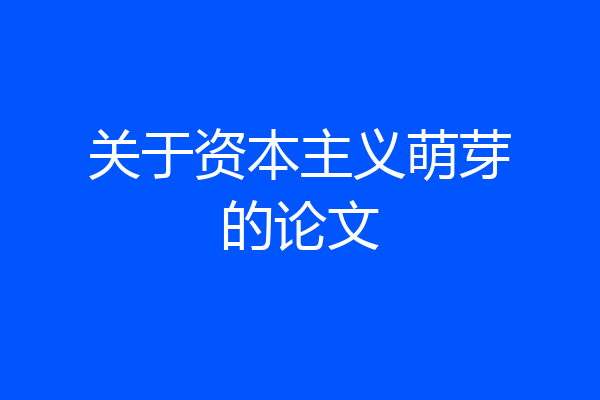 关于资本主义萌芽的论文