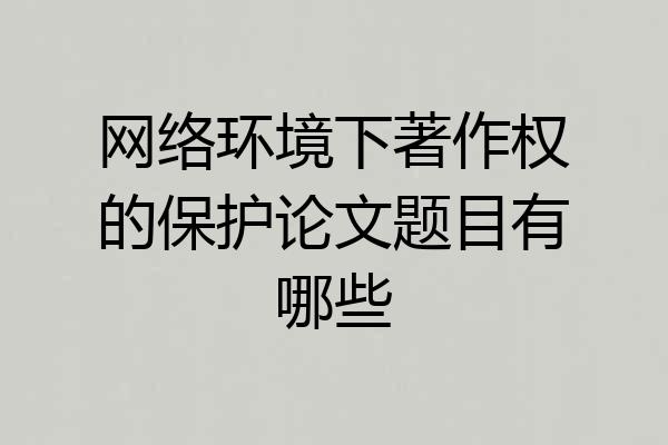 网络环境下著作权的保护论文题目有哪些