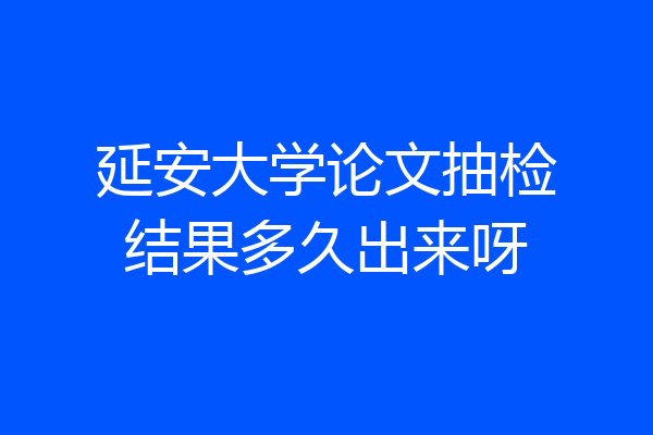 延安大学论文抽检结果多久出来呀