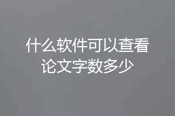 什么软件可以查看论文字数多少