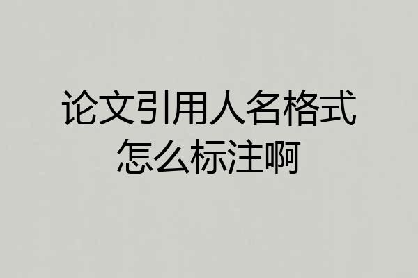 论文引用人名格式怎么标注啊