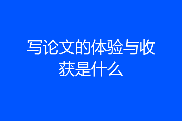 写论文的体验与收获是什么
