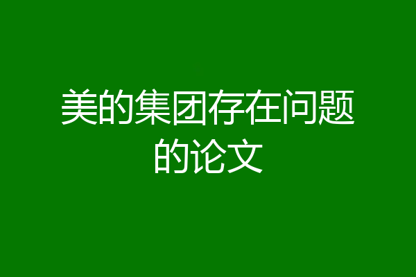 美的集团存在问题的论文