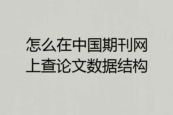 怎么在中国期刊网上查论文数据结构