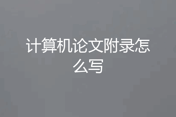 计算机论文附录怎么写