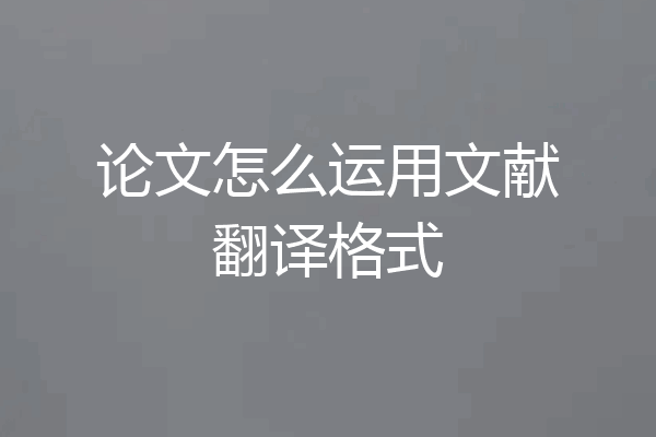 论文怎么运用文献翻译格式