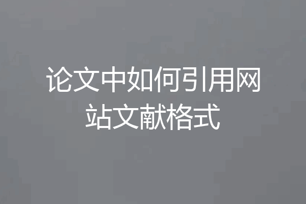 论文中如何引用网站文献格式