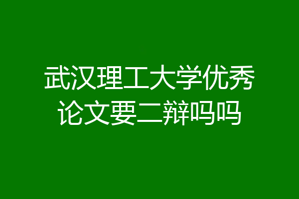 武汉理工大学优秀论文要二辩吗吗