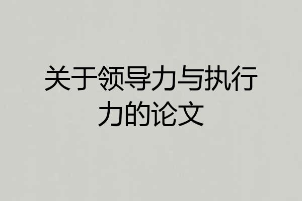 关于领导力与执行力的论文