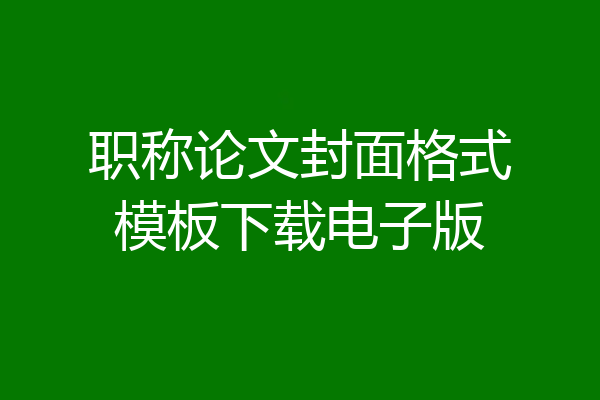 职称论文封面格式模板下载电子版