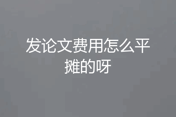 发论文费用怎么平摊的呀