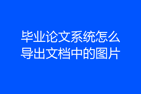 毕业论文系统怎么导出文档中的图片