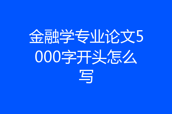 金融学专业论文5000字开头怎么写