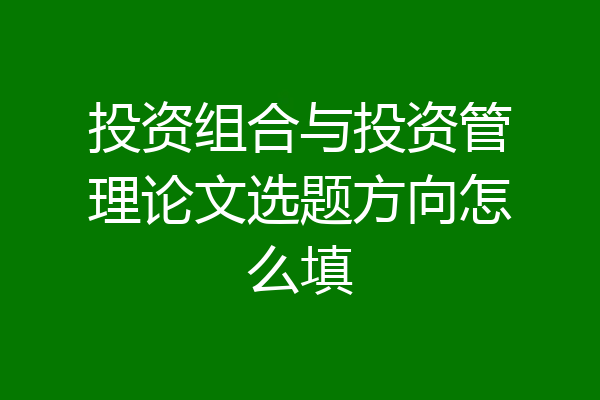 投资组合与投资管理论文选题方向怎么填