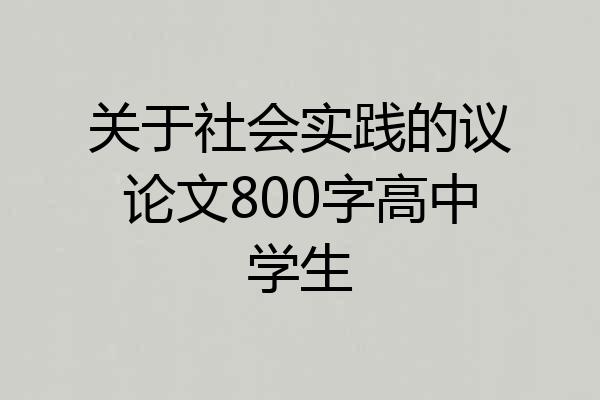 关于社会实践的议论文800字高中学生