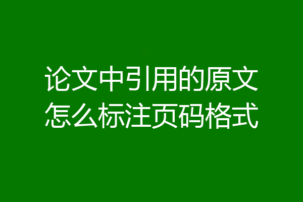 论文中引用的原文怎么标注页码格式