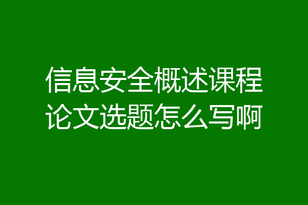 信息安全概述课程论文选题怎么写啊